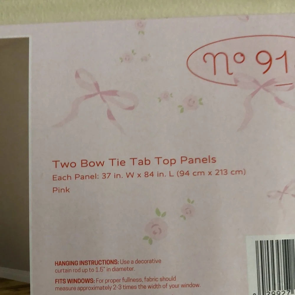 Pink Ribbon Bow Print Window Curtains